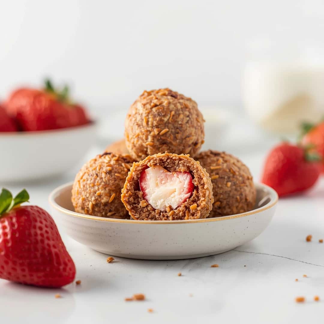 No-Bake Strawberry Cheesecake Protein Balls
