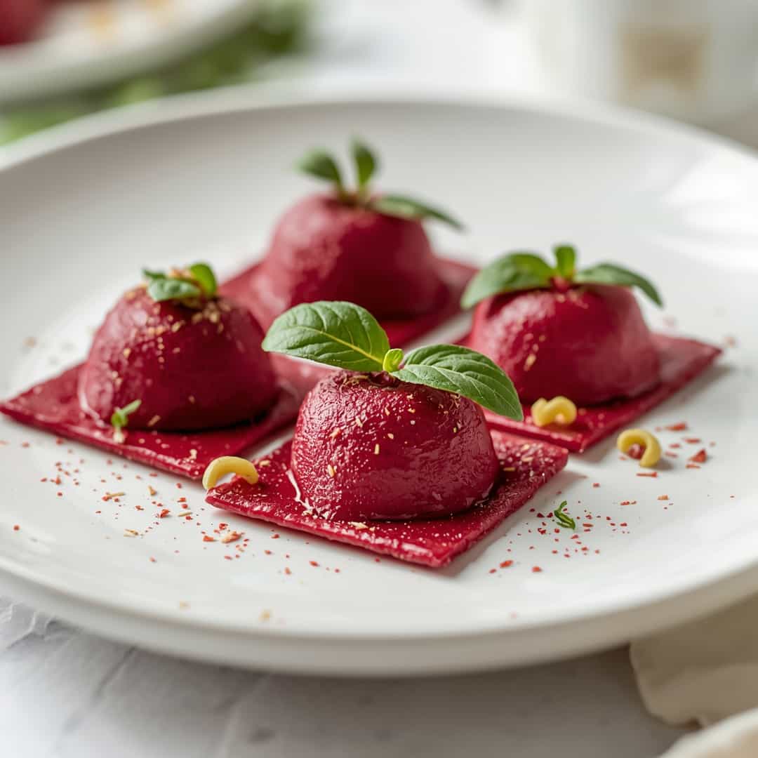 Ricotta Sage Beetroot Ravioli Hearts