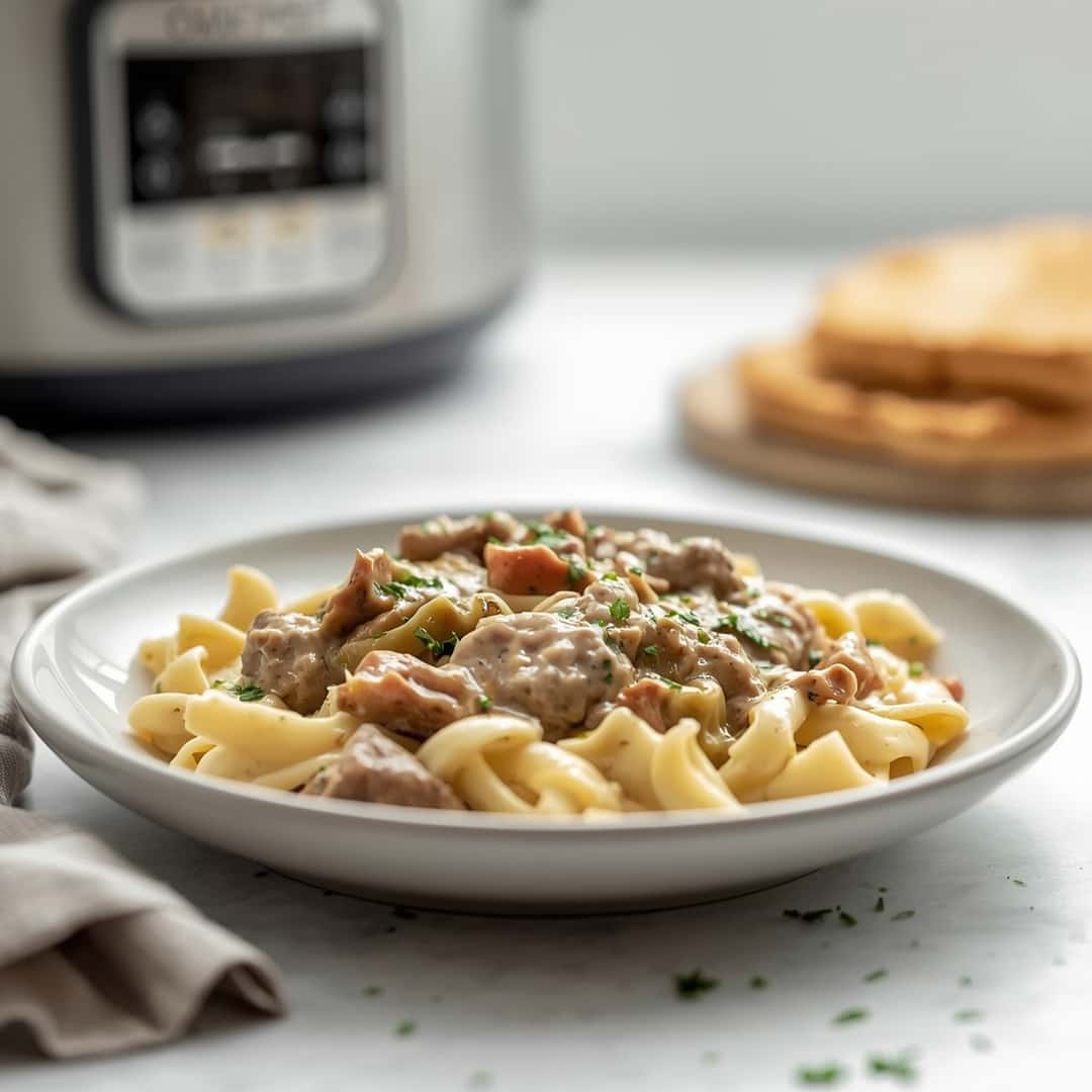 Slow Cooker Creamy Beef Stroganoff 2 Slow Cooker Creamy Beef Stroganoff