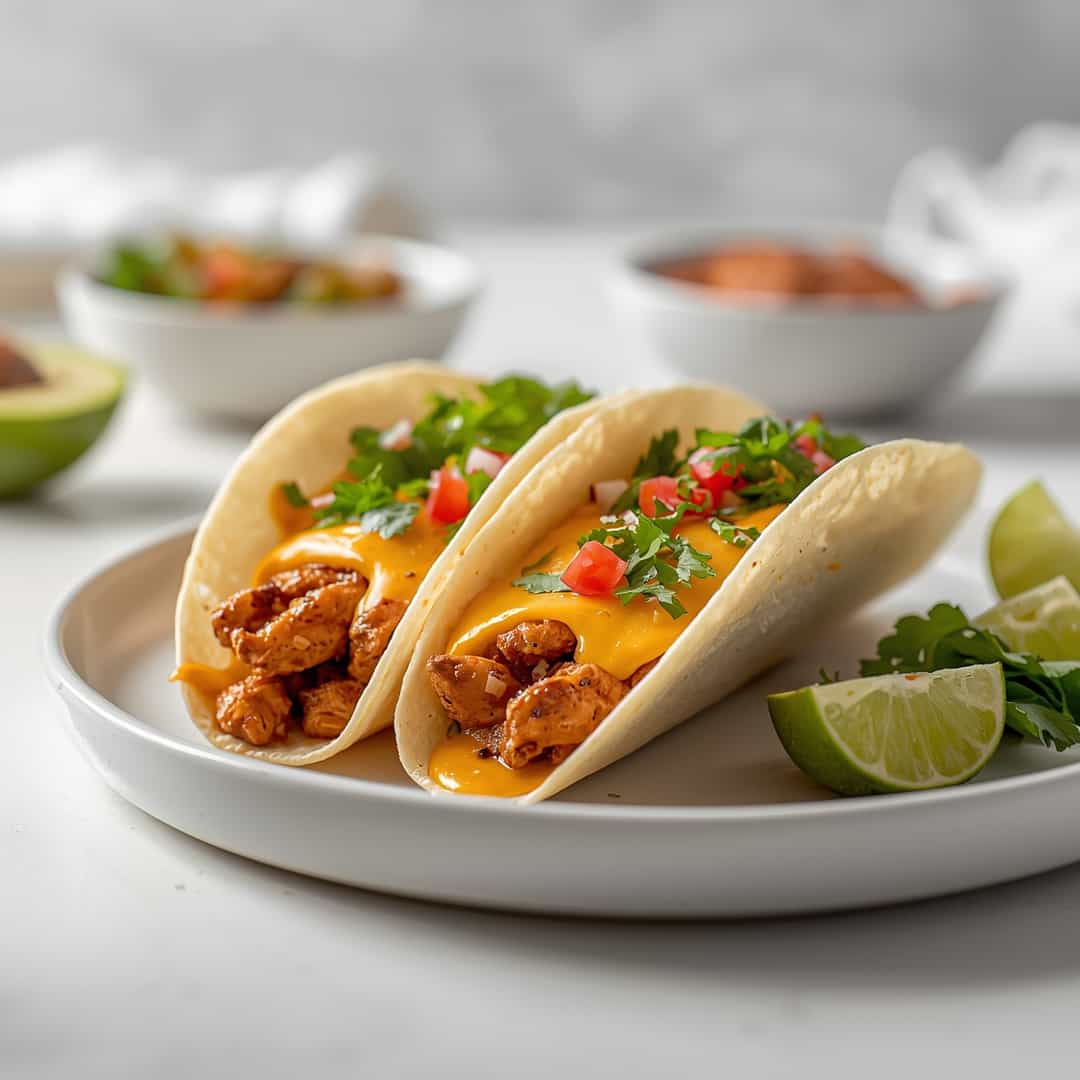 Slow Cooker Queso Chicken Tacos