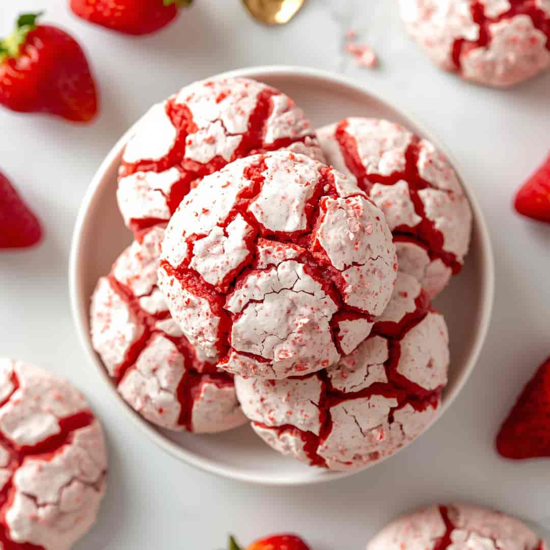 Strawberry Cake Mix Crinkle Cookies 2 Strawberry Cake Mix Crinkle Cookies