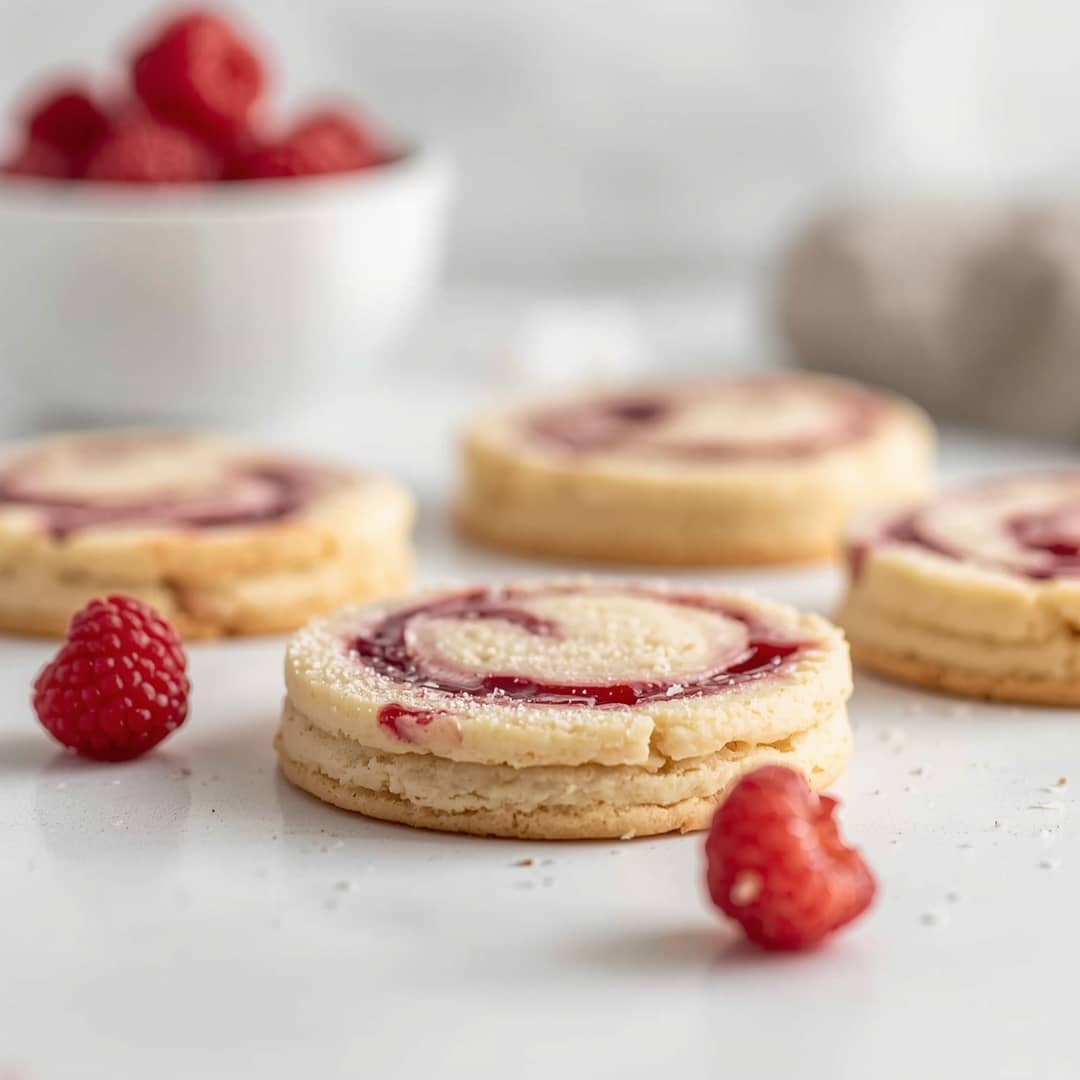 Sweet Buttery Raspberry Swirl Shortbread Cookies