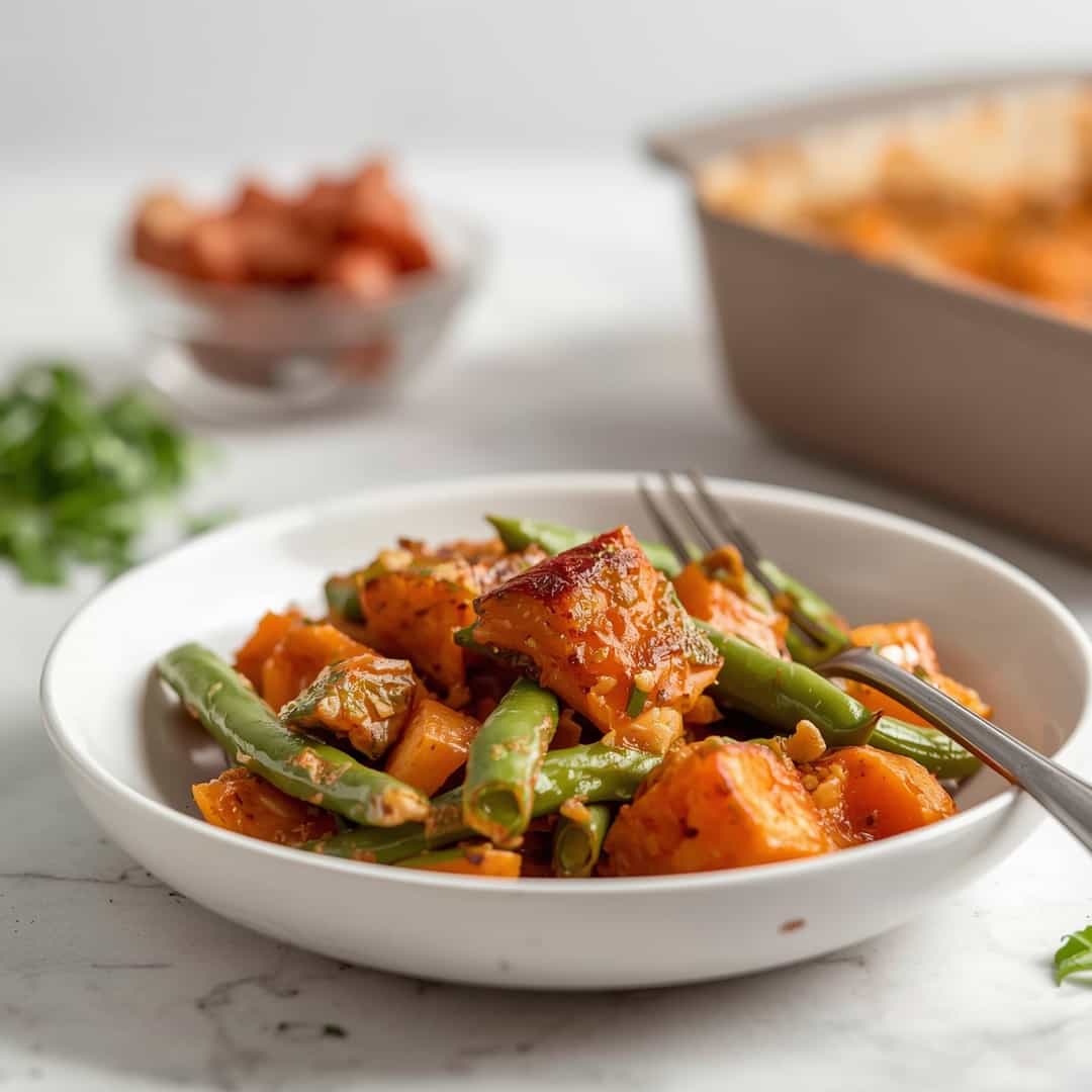 Sweet Potato Green Bean Tray Bake Recipe