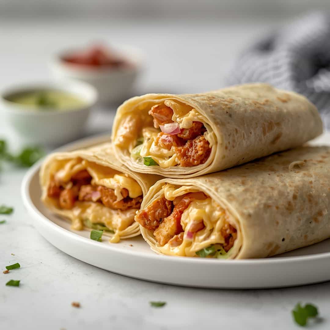 Cheesy Garlic Chicken Wraps 2 Cheesy Garlic Chicken Wraps