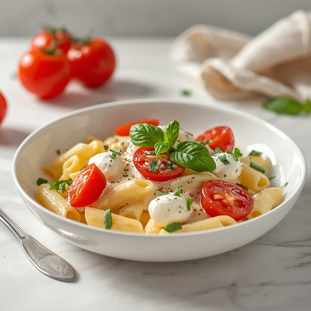 Creamy Caprese Pasta Salad