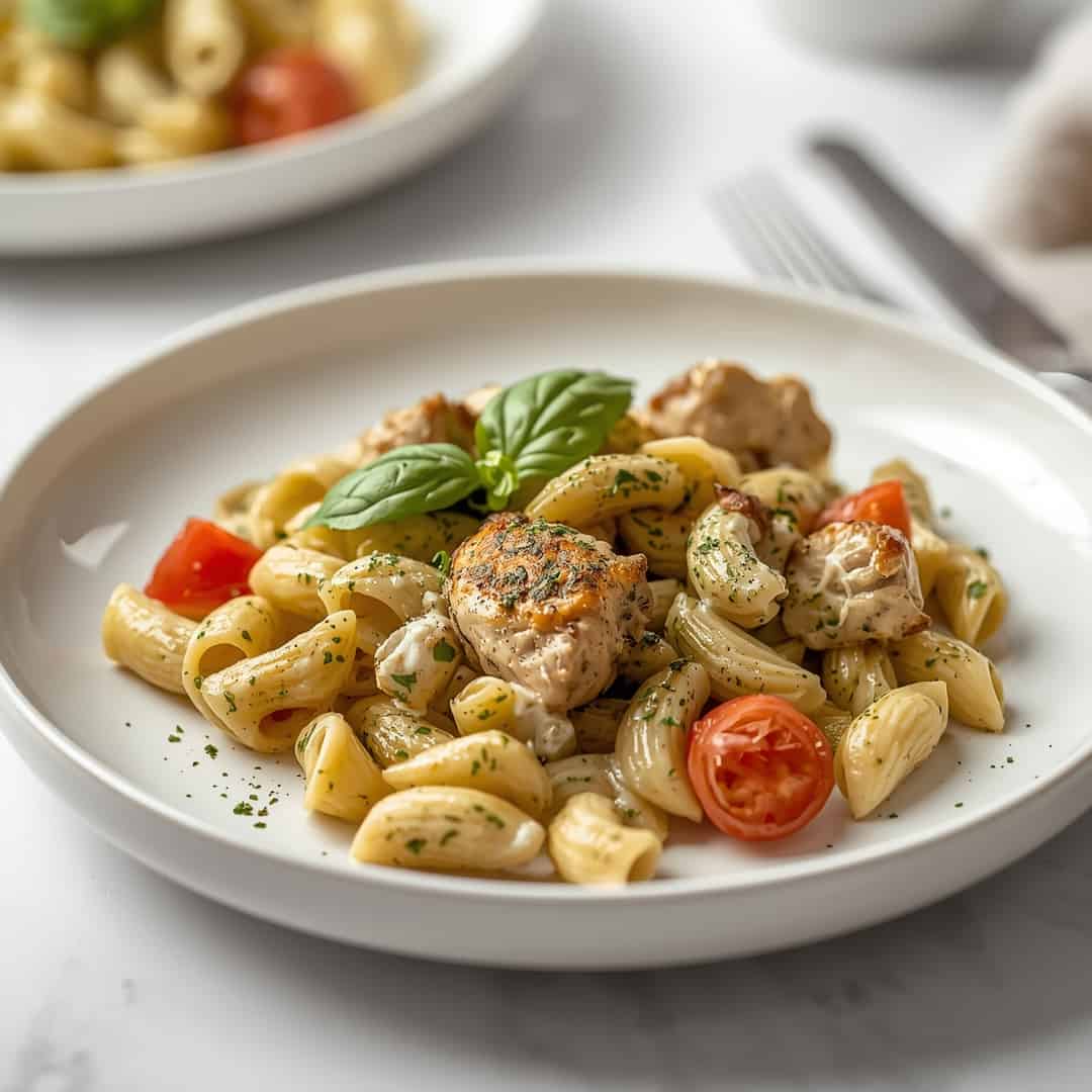 Creamy Pesto Chicken Pasta Bake 2 Creamy Pesto Chicken Pasta Bake