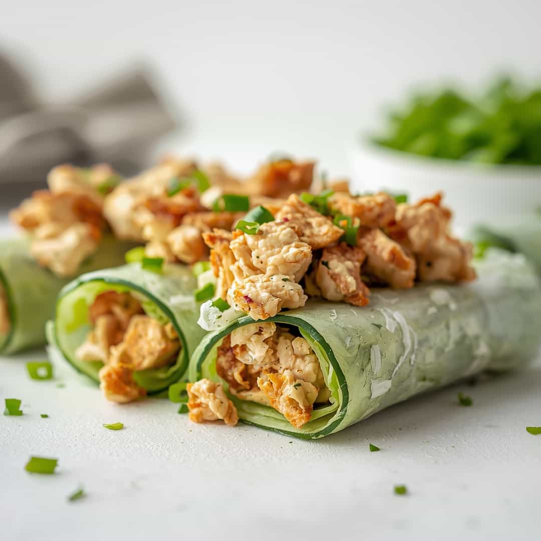 Crunchy Chicken Salad Cucumber Roll Ups