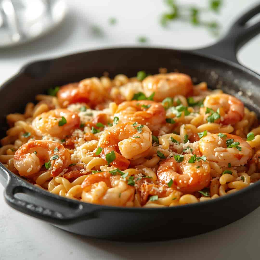 One Pan Parmesan Orzo with Shrimp