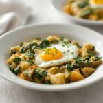Quick Easy Spinach Feta Potato Egg Scramble