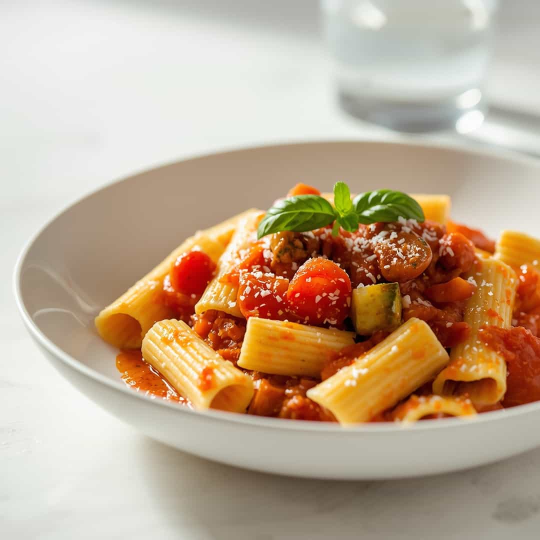 Rigatoni with Sausage Tomatoes Zucchini
