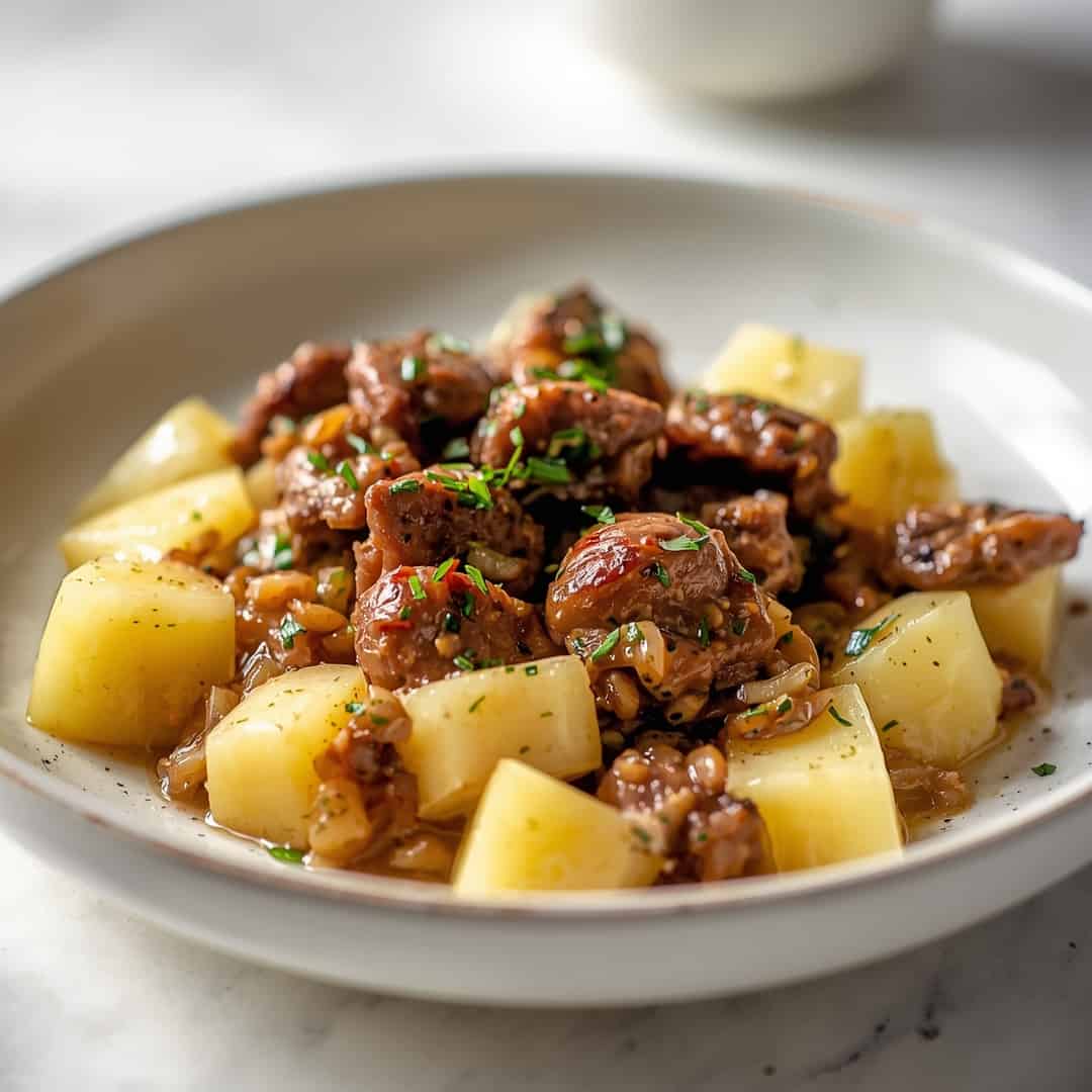 slow cooker garlic butter beef and potatoes recipe