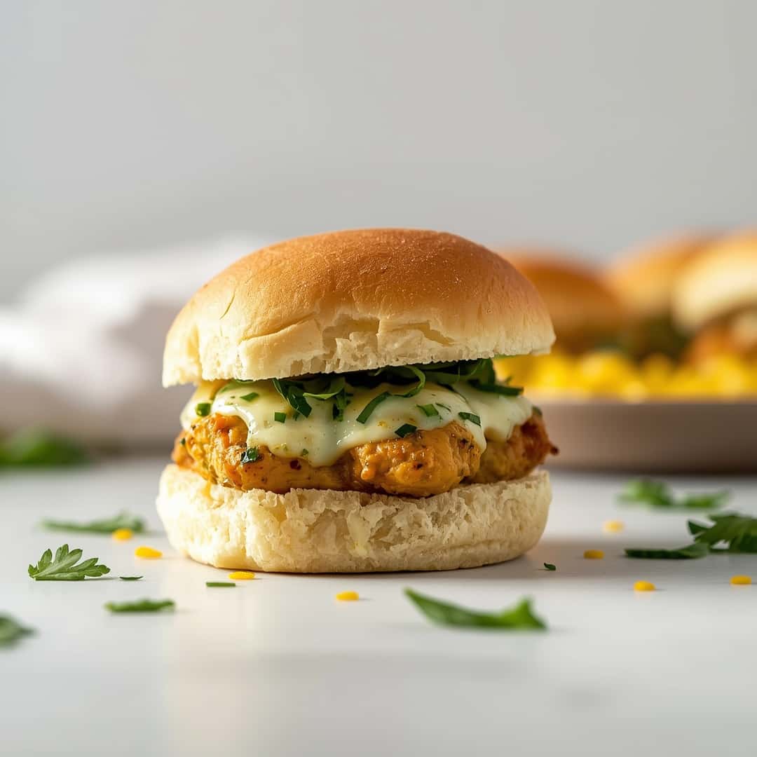 Cheesy Garlic Pesto Chicken Sliders