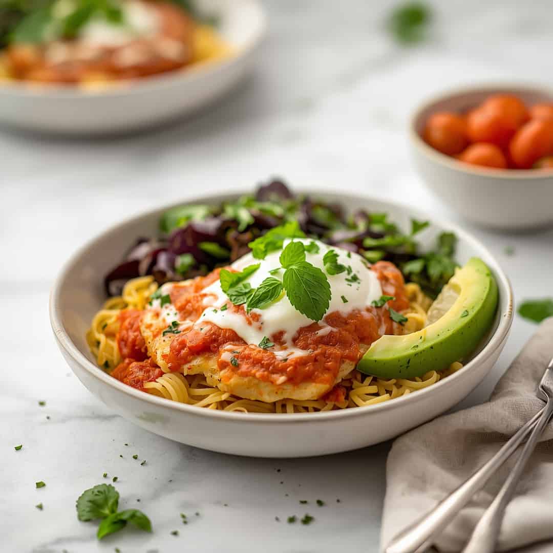 Cottage Cheese Chicken Parm Bowl