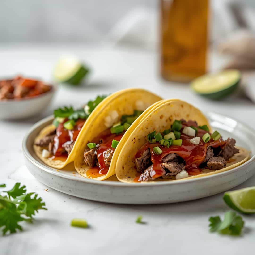 Garlic Butter Honey BBQ Beef Tacos