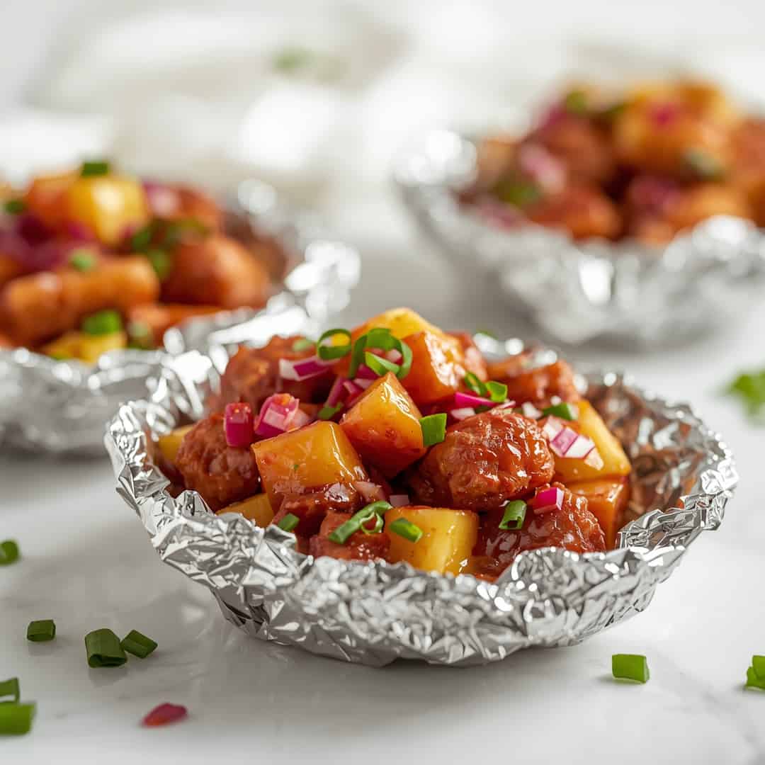 Hawaiian BBQ Chicken Pineapple Foil Packets 2 Hawaiian BBQ Chicken Pineapple Foil Packets