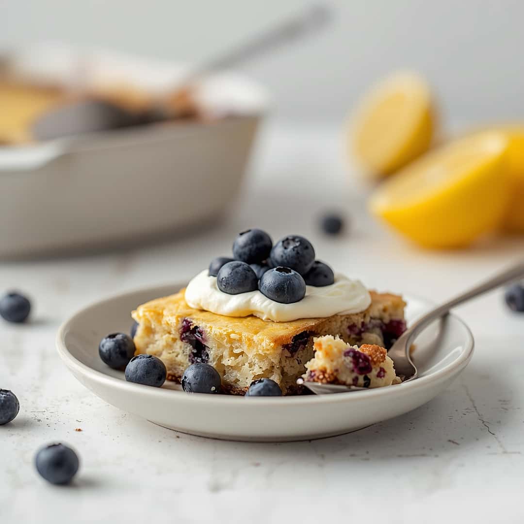 High Protein Lemon Blueberry Breakfast Bake