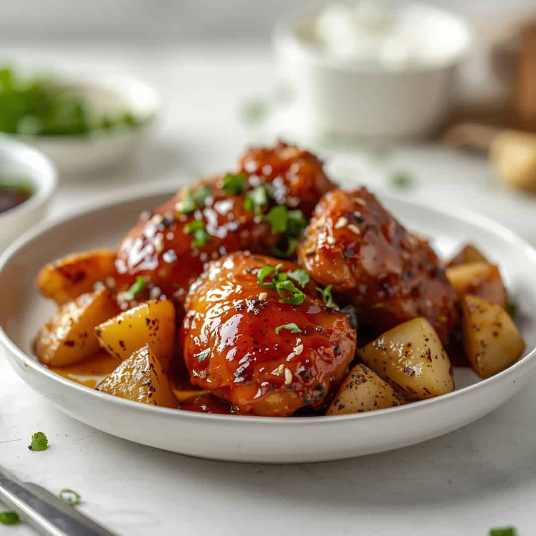 Honey BBQ Chicken with Garlic Potatoes