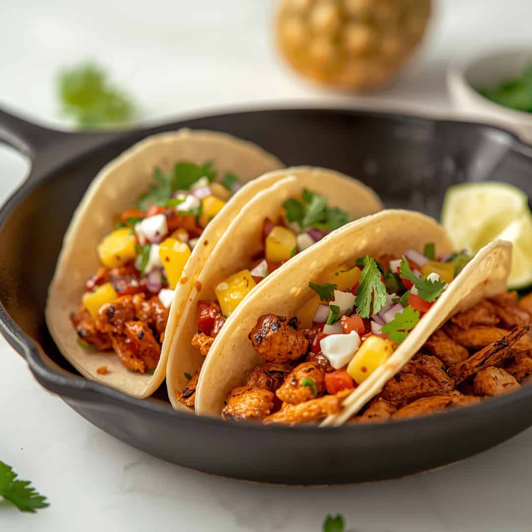 One Pan Chicken Pineapple Tacos
