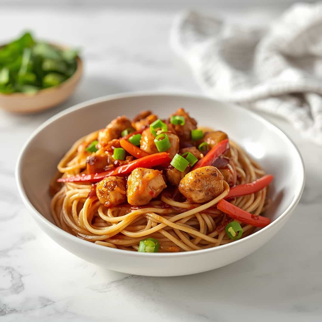 Sticky Garlic Chicken Noodles