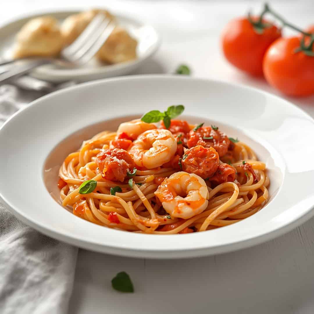 Tomato Basil Shrimp Pasta