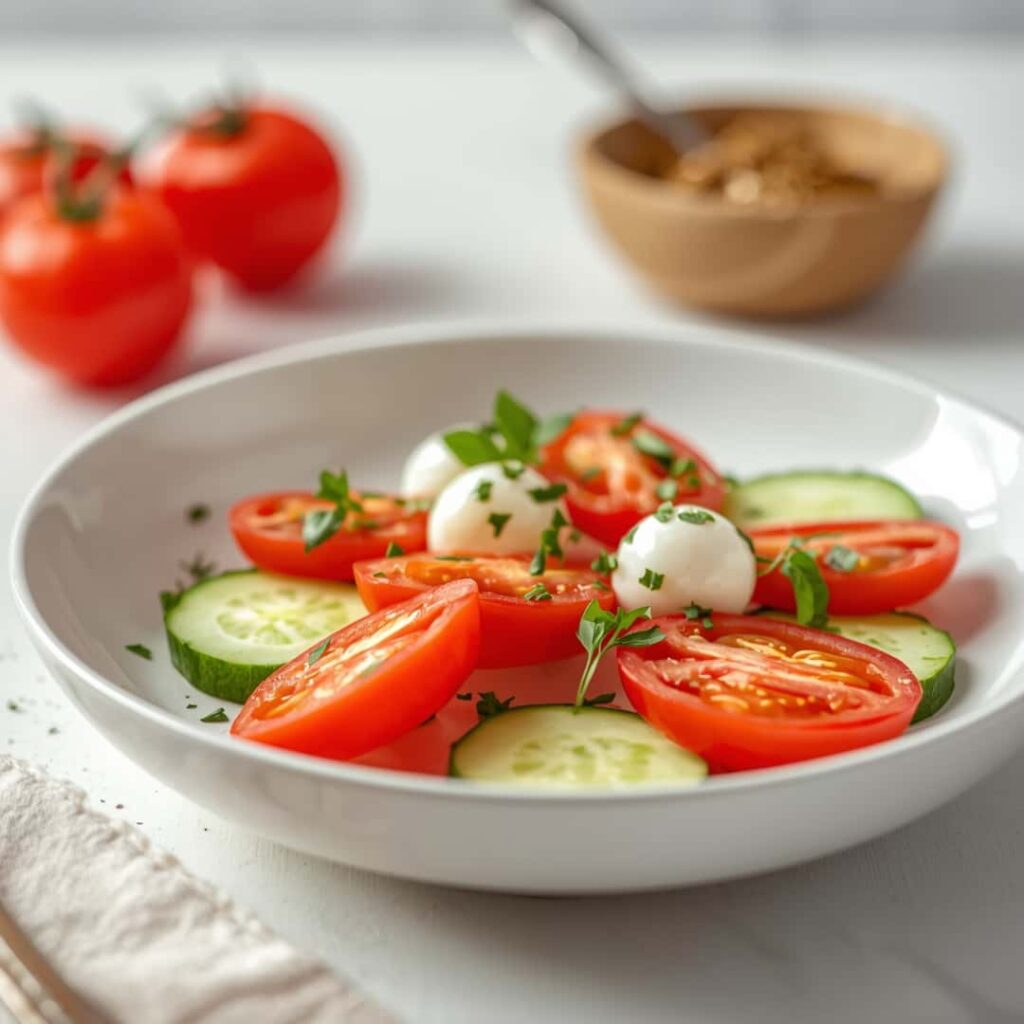 Tomato Cucumber Mozzarella Salad
