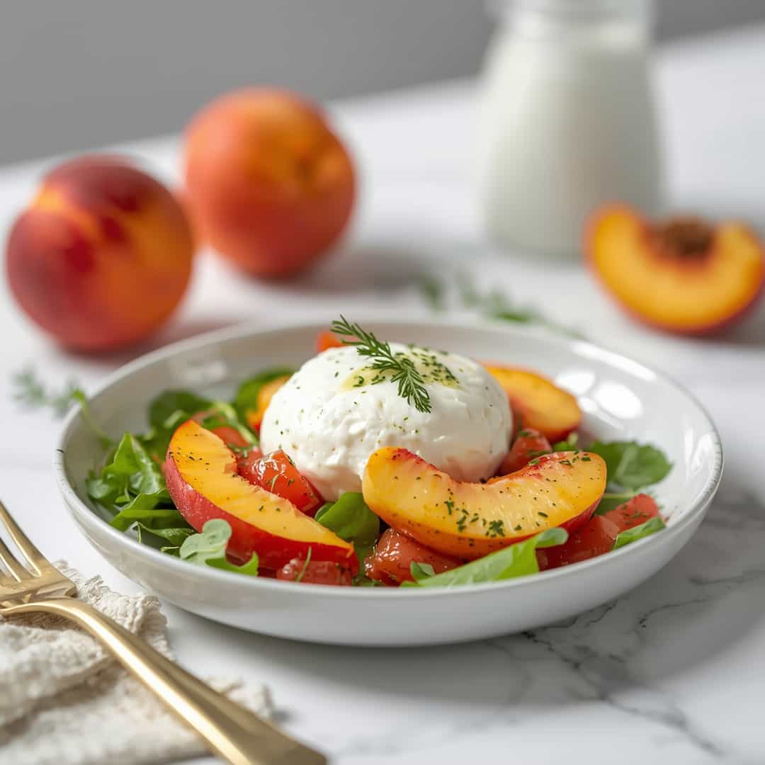 burrata peach summer salad fresh