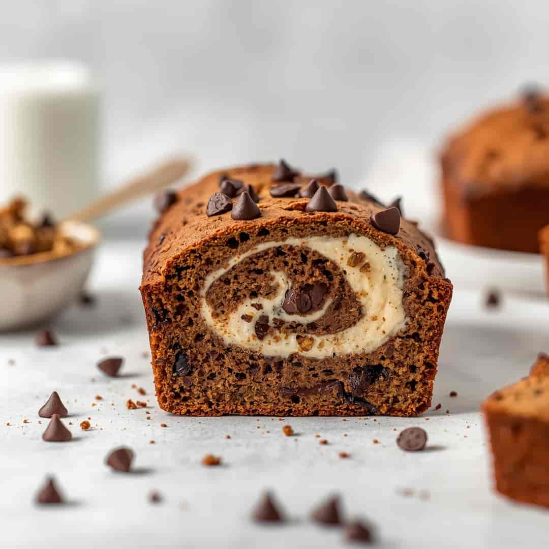 cream cheese swirled chocolate chip zucchini bread