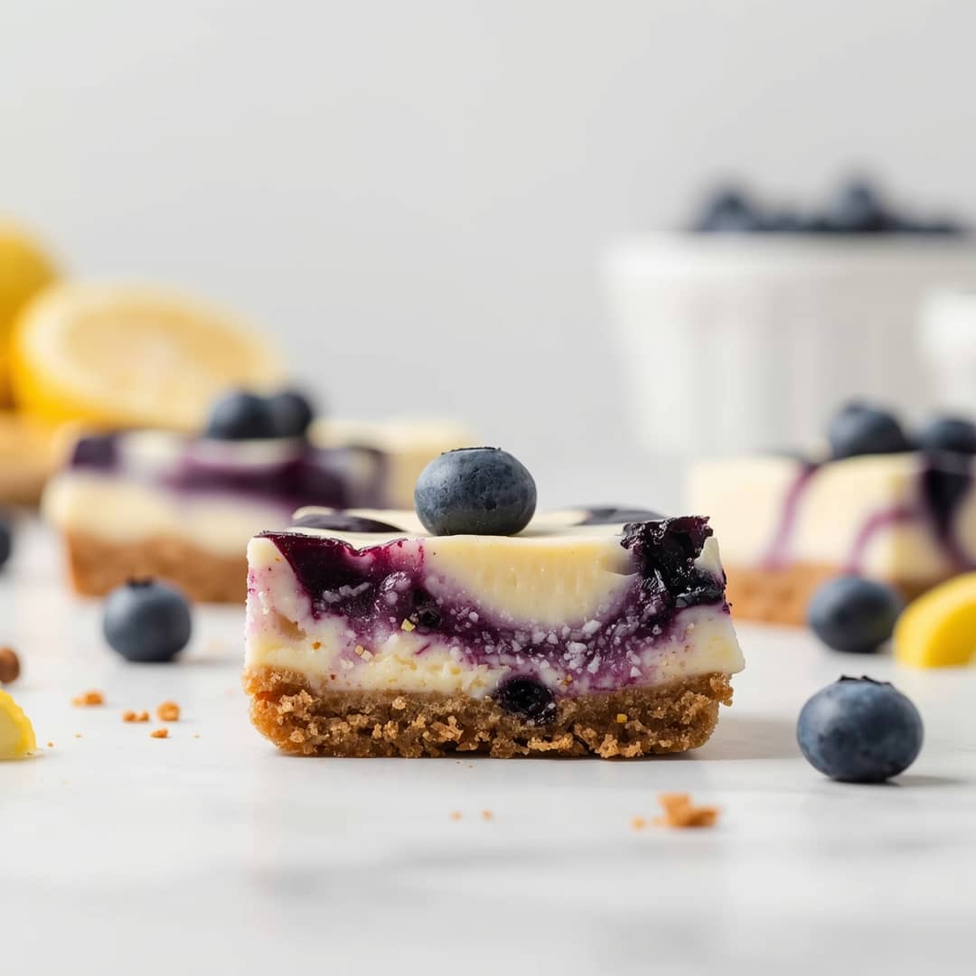 lemon blueberry swirl cheesecake bars