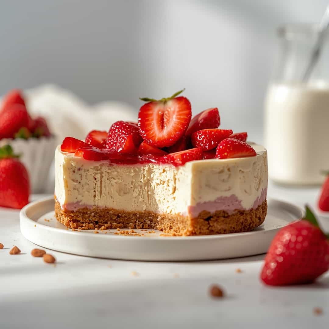 no bake pistachio strawberry cheesecake
