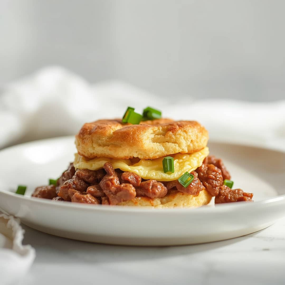 southern biscuit breakfast bake with beef