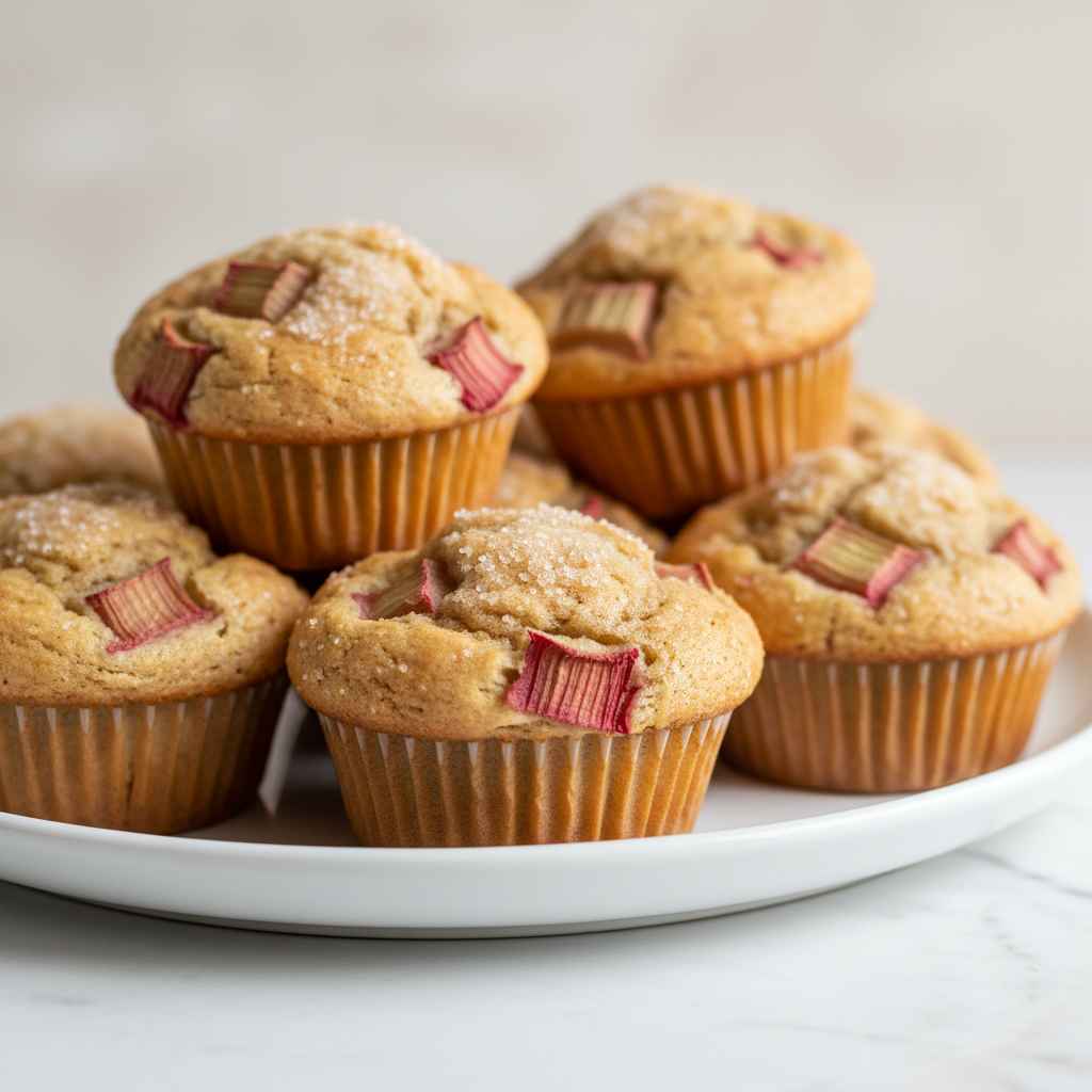 Bakery Style Rhubarb Muffins 2 Bakery Style Rhubarb Muffins