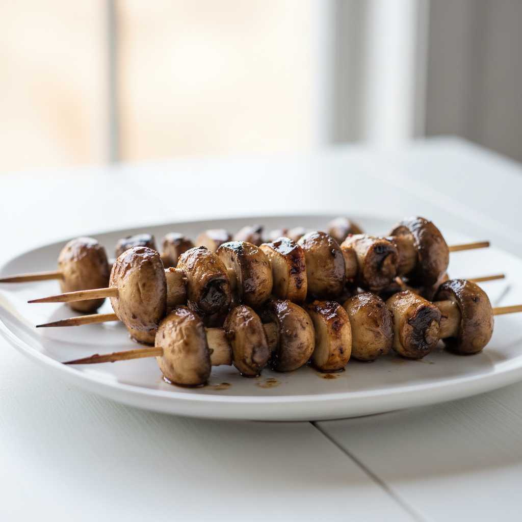 Balsamic Garlic Grilled Mushroom Skewers 2 Balsamic Garlic Grilled Mushroom Skewers