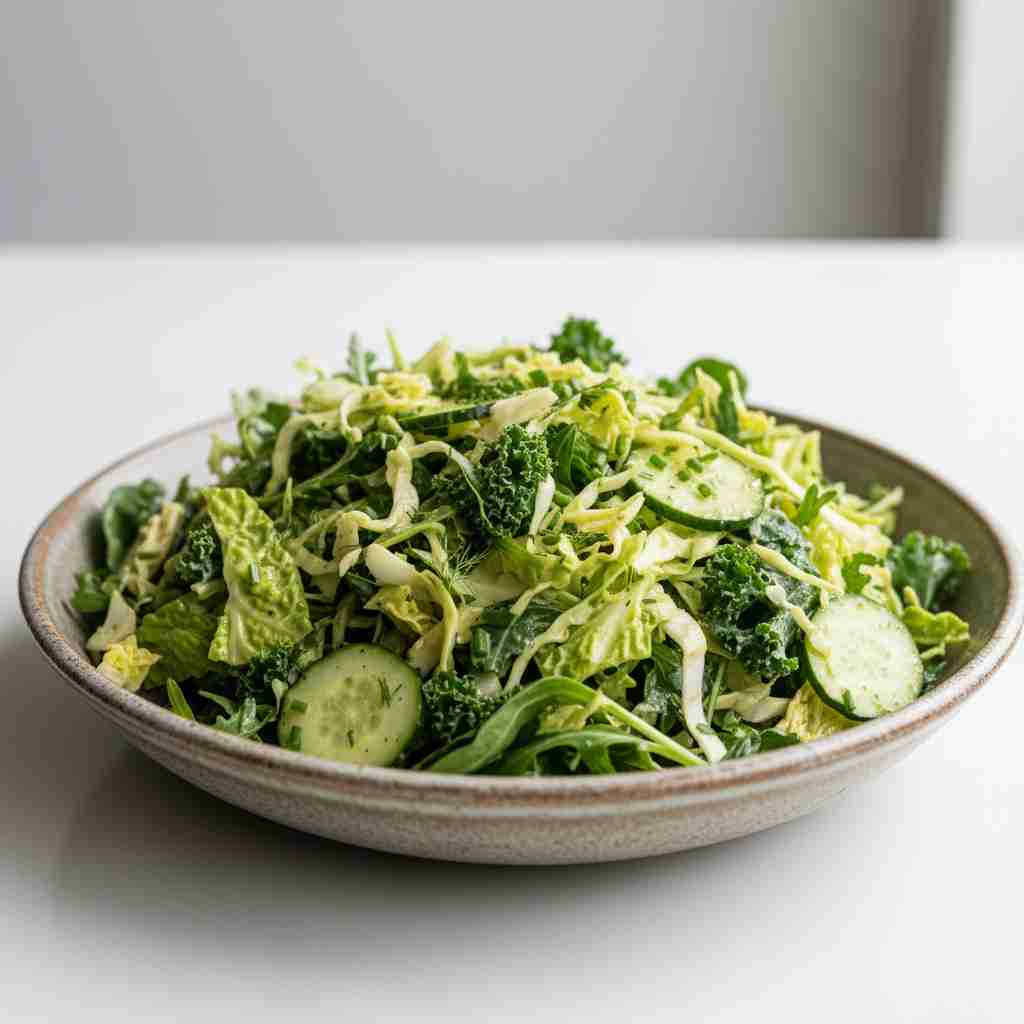big green goddess salad with cabbage