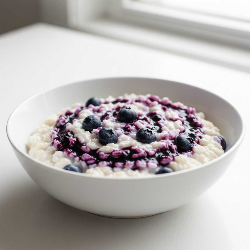 blueberry cream of rice breakfast