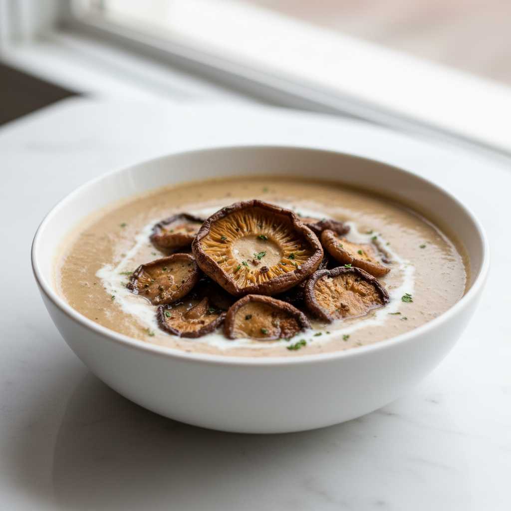 cream of mushroom soup with roasted mushrooms