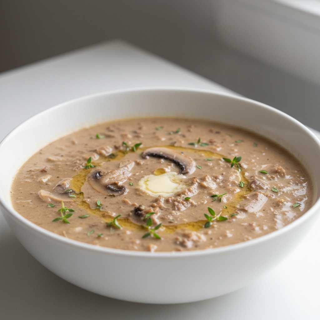 cream of mushroom soup with thyme and butter