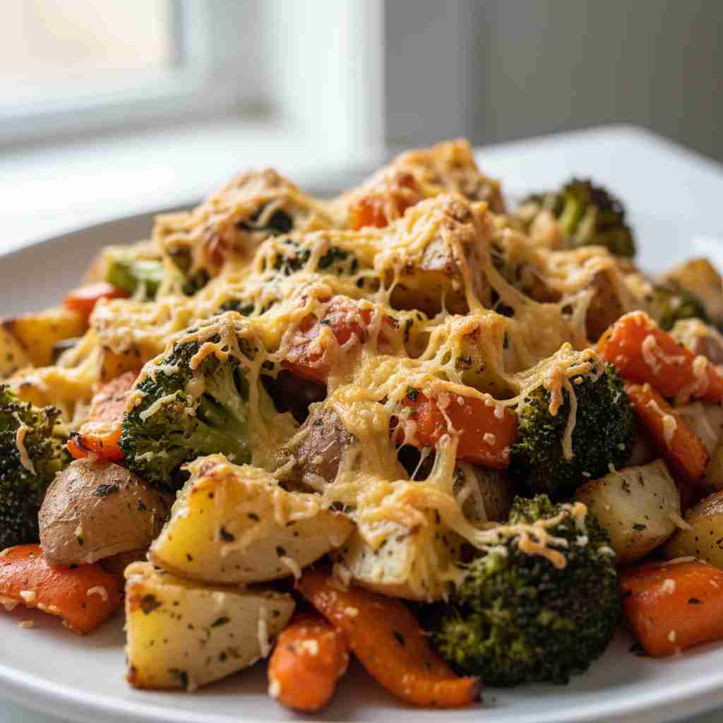 Crispy Parmesan Garlic Roasted Veggies
