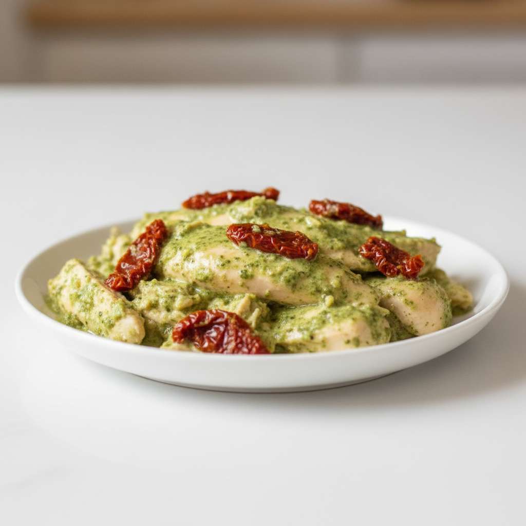 Crockpot Pesto Chicken with Sun-Dried Tomato