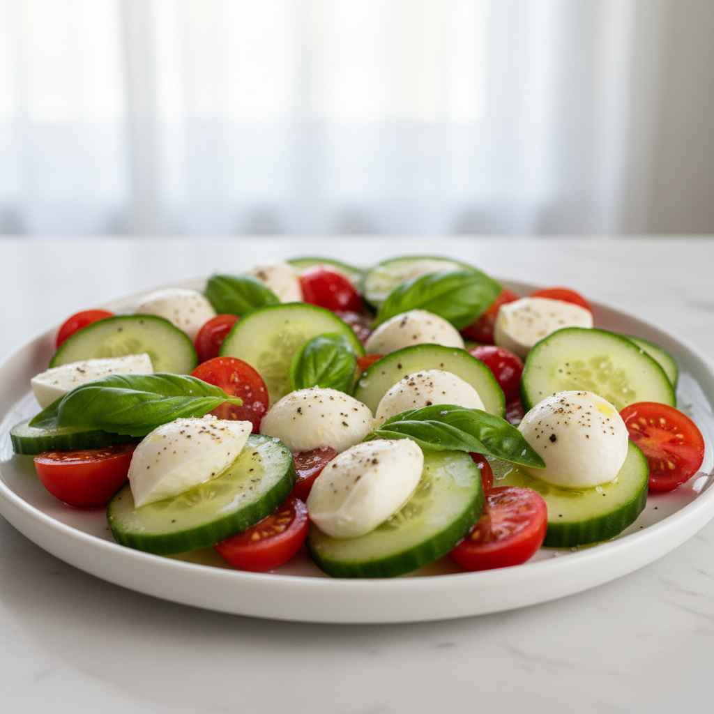 Easy Cucumber Caprese Salad