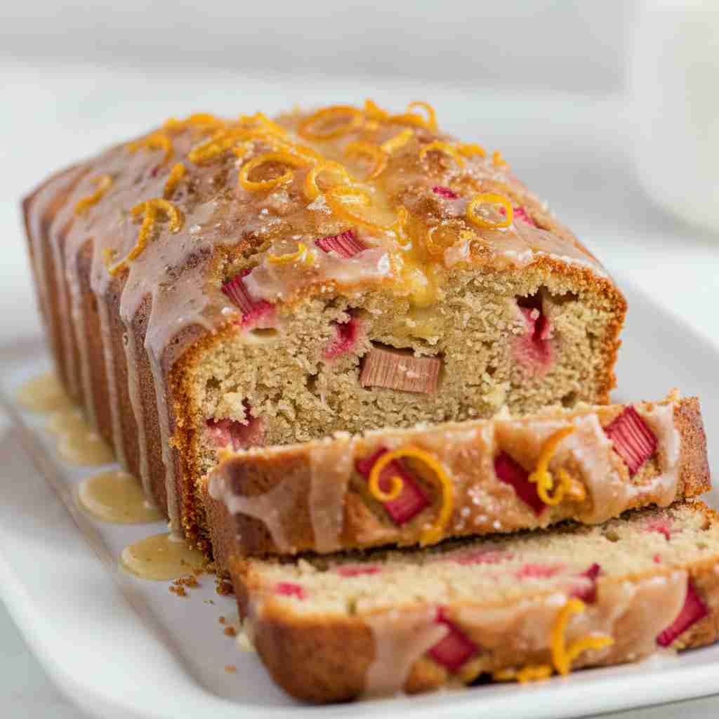 Easy Rhubarb Loaf with Orange Glaze