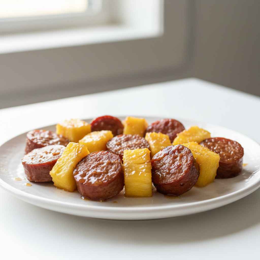 Glazed Kielbasa Pineapple Bites