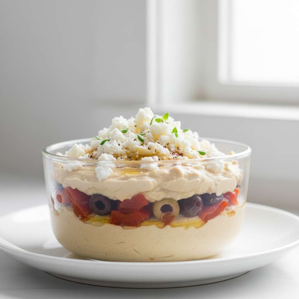 Greek Layered Hummus Dip with Feta