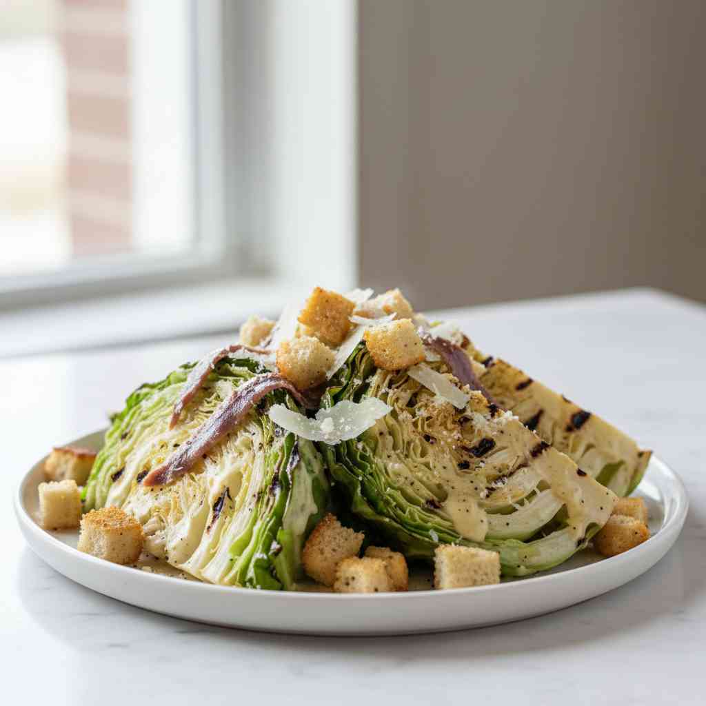 grilled cabbage caesar salad