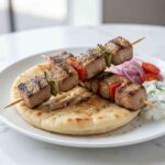 grilled pork souvlaki with pita
