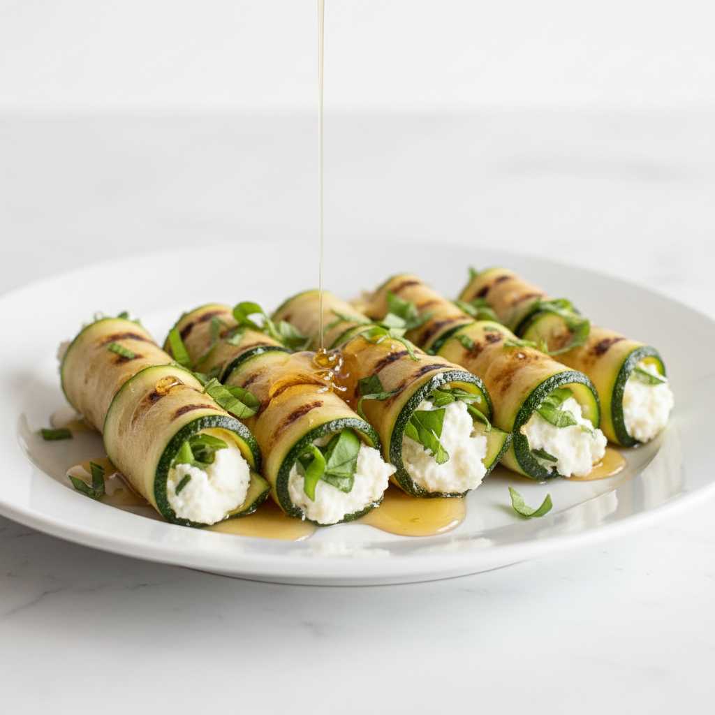 Grilled Zucchini Goat Cheese Basil Honey