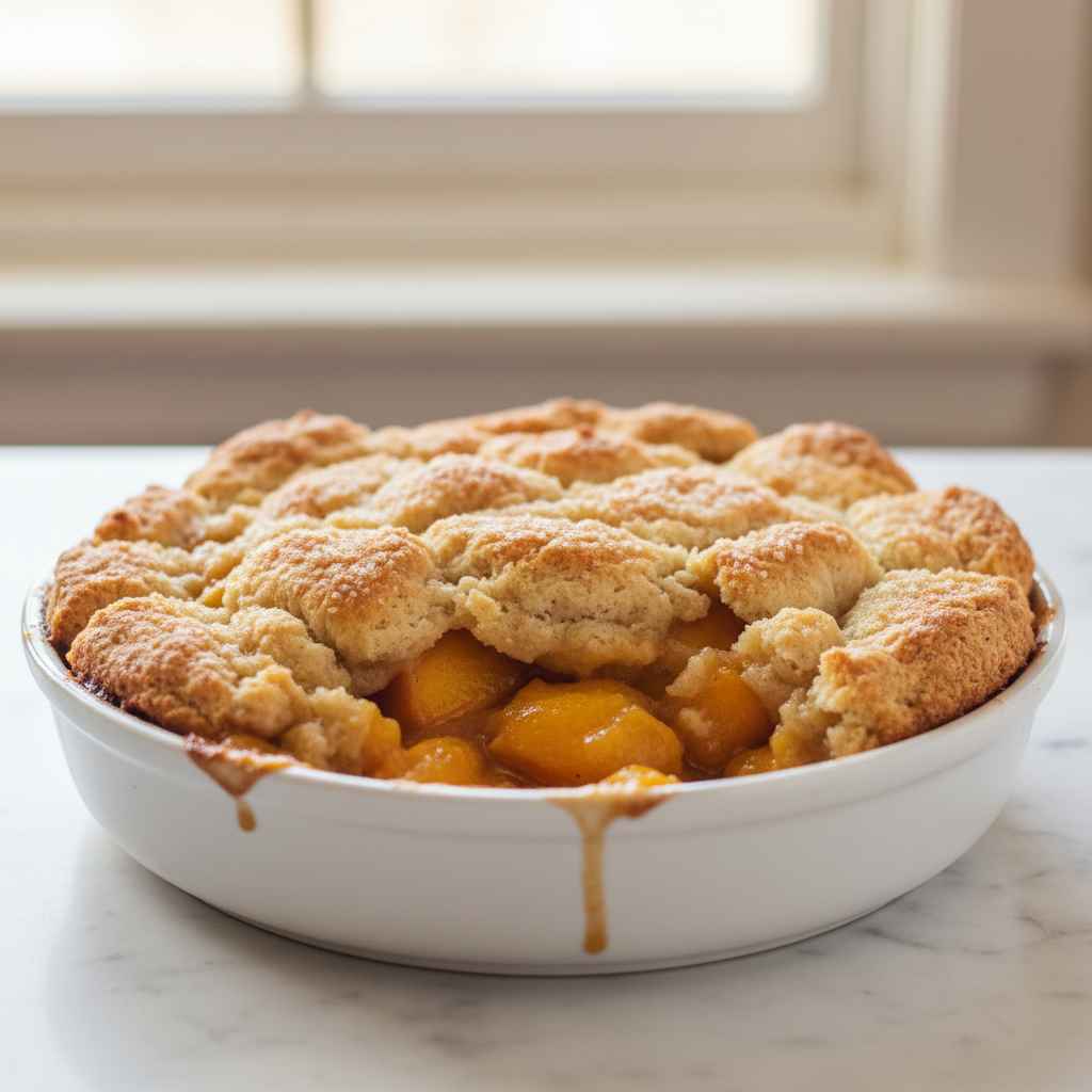 Homemade Peach Cobbler Fresh Peaches - Traditional Country Recipe