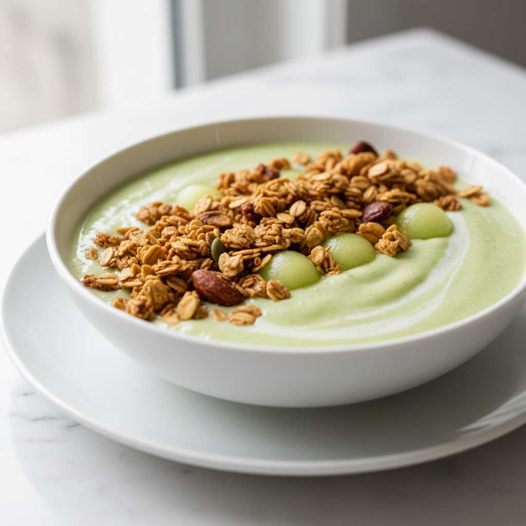 honeydew smoothie bowl with granola