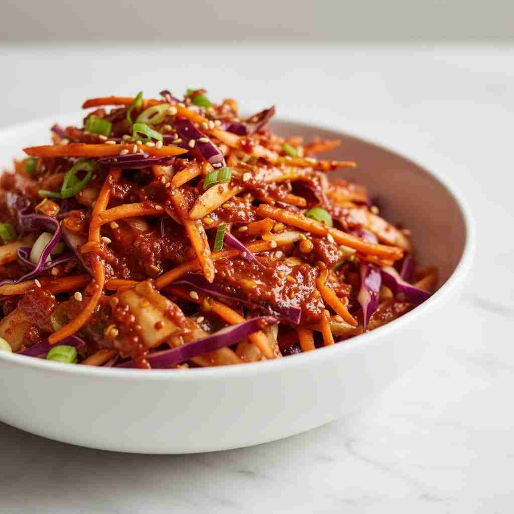 Korean coleslaw with gochujang dressing