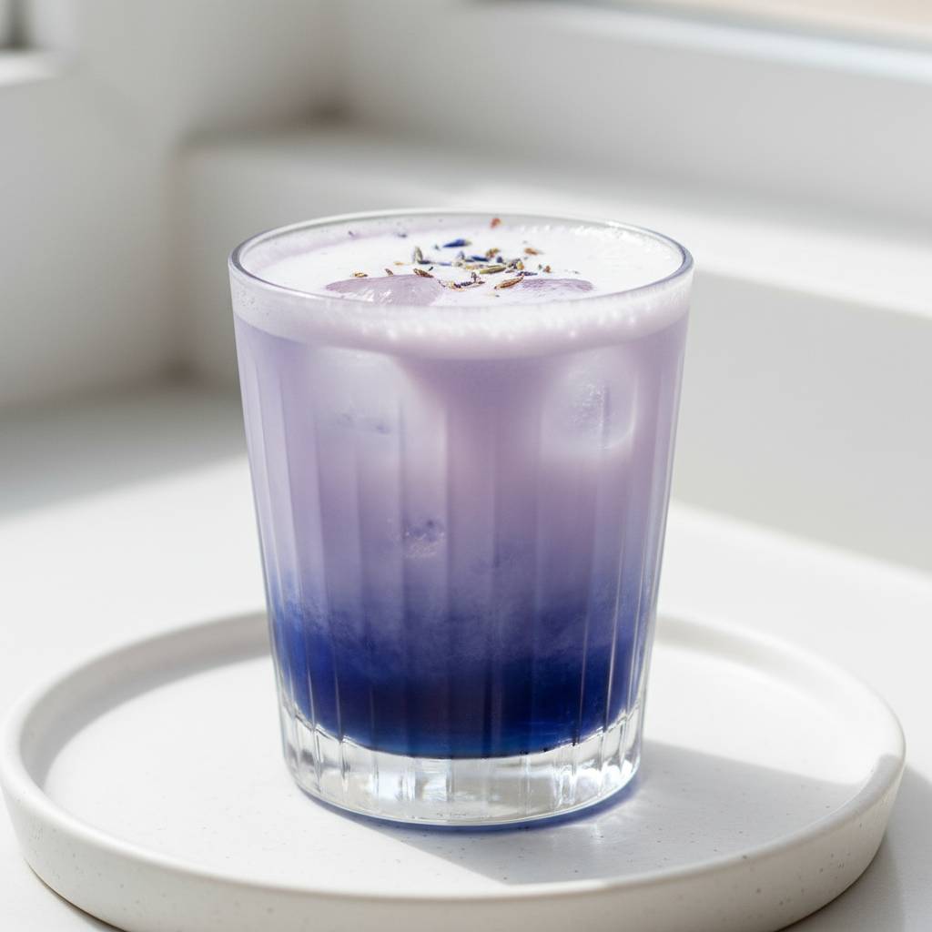 lavender mocktail with butterfly pea