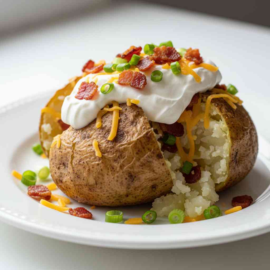 loaded baked potato with sour cream